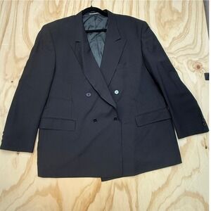El Corte Ingles Mens Double Breasted Blazer Black Super Kid Mohair Wool Spain